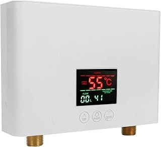 Electric Instant Water Heater, Tankless Mini Hot Water Heater for Sink Kitchen Home-Energy Efficient, Rapid, LCD Large Display, Remote Controlled, 3KW (White)