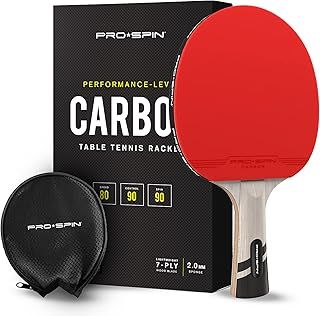 PRO SPIN Table Tennis Bats - Carbon Fibre Table Tennis Racket - Superior Control & Spin - Professional Quality Ping Pong Bat - Includes Premium Rubber Protector