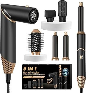UKLISS 5 in 1 Hair Dryer Brush Air Styler with Air Curlers Auto Curling Wands Multi-use Blow Dryer 5 in 1 Airbrush Magic Styler Hair Styler Airstyler Hair Curler Straightening Brush Women Gifts, Black