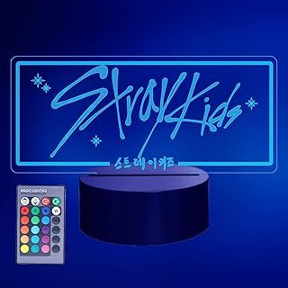 Kpop Stray Kids LED Night Light - 16 Colors Adjustable Night Light with Remote, Dim, StrayKids Merch, SKZ Fans Gifts, Q-003