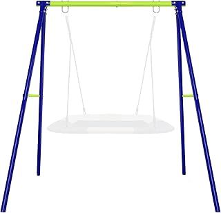 Dripex Heavy Duty Metal Swing Frame with Ground Stakes for Kids, 220lb Load Capacity, Single Swing Stand, A-Frame Swing Sets for Backyard Outdoor