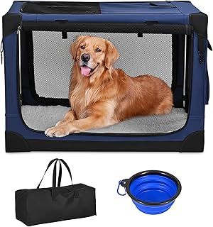 Dog Crate, Extra Large Pet Crate Collapsible Dog Travel Crates for Medium and Large Dogs, Foldable Dog Crates Car Dog Carrier Foldable Pet Cage (L: 76x54x54cm)