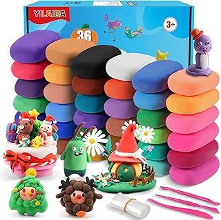 Air Dry Clay, 36 Colors Modeling Clay Ultra Light Air Drying Magic Clay, No Sticky and No-Toxic, DIY Educational Creative Kit for Kids