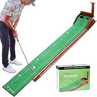 ToVii Putting Mat Indoor Golf - Indoor Putting Green with Automatic Ball Return System and 2 Size Holes, Golf Putting Mat for Home Office Backyard