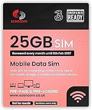 Three 25GB Data SIM – Uncapped 5G Speeds – Renewed EVERY MONTH Until 8th FEBRUARY 2027 – No Contract – Ideal for Business Mobile Broadband, Routers & Phones