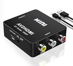 Qeelin RCA to HDMI Converter, 1080P RCA Composite CVBS AV to HDMI Video Audio Converter Adapter, AV to HDMI Converter, Support PAL/NTSC3.58/ NTSC4.43/SECAM，PAL/M，PAL/N. with USB Power Cable