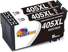 Clorisun 405XL Black Ink Cartridges for Epson 405XL 405 XL Ink for Epson Workforce Pro WF-4820DWF WF-3820 WF-7310 WF-7840DTWF WF-4830DTWF WF-3825DWF WF-4825DWF WF-7835DTWF Printer(2 Black)
