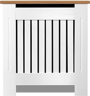 Radiator Cover Small, Radiator Cover, Vertical Slatted Modern Radiator Covers MDF Wood Cabinet Shelf Heating Covers for Living Room, Hallway (19D x 78W x 83.2H cm)