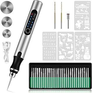 Electric Engraving Pen, Mini DIY Engraving Tool Kit Micro Cordless Engraver Pen, 30 Drill Rotary Carving Tools for Carving Wood Jewellery Glass Metal Plastic Stone Nails Egg