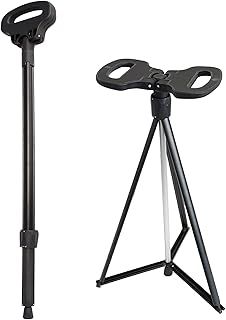 ALEVMOOM Walking Stick with Seat Folding Chair Walking Cane with Seat Foldable Stool Potable Retractable Lightweight Walking Stick Stool for Elderly Outdoor Travel