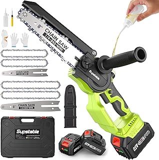 2-in-1 Cordless Pole Saw & Mini Chainsaw, Supstable Cordless Pole Chainsaw 6 Inch, with Retractable Extension Rod Up to 15 Feet, with 2 x 4.0AH Batteries for Tree Trimming