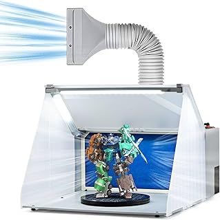COSTWAY Portable Airbrush Spray Booth, Paint Spray Booth Kit with 3 LED Lights, Turn Table and Extension Hose, Spray Booth Filter and Extractor Set for Painting Artwork Models Crafts