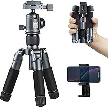 SIRUI Compact Mini Desktop Tripod, 20" Aluminum Portable Small Tabletop Tripod Stand with 360°Ball Head for DSLR Camera Phone, Loaded up to 22lbs, Phone Holder Included, AM-TT50