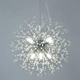 Ceiling Lights, Modern K9 Crystals Chandelier Lighting Fixture, 8-Light Dandelion Flush Mount Ceiling Pendant Light Fitting for Bedroom Kitchen Dining Room Hallway
