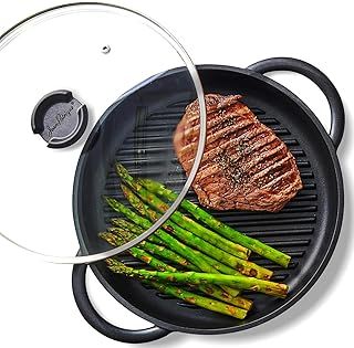 Jean-Patrique Divided Stove Top Grill, Lazy Pan - Divided Frying Pan with Multi Sections for Gas, Electric, Induction & Oven, 10.6" Diameter