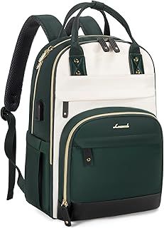 LOVEVOOK Laptop Backpack for Women, Waterproof 15.6 inch Work Bag Womens Rucksack with Anti-theft Zipper & USB Port, LargeLadies Backpacks Back Pack Womans for Travel School University Business Green