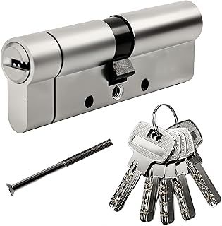 90mm(45/45) Anti-Snap Euro Door Lock Cylinder, High Security 6 Pin, Brass Body Stainless Steel Bar Enforced Anti-Drill Anti-Pick,Anti-Bump Door Barrel with 5 Keys