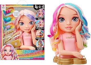 Rainbow High Styling Head - 33 cm Bella - 4-in-1 Playset with Washable Hair Creams, Nail Polish, Brush, & Hair Colouring Tool, Style, Colour, and Polish, Rinse & Repeat, For Kids 4-12 Years Old