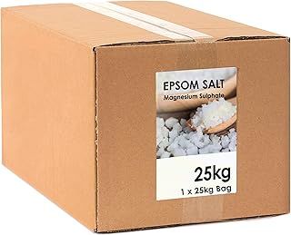 Salts 1 x 25kg Bag – Pure Magnesium Sulphate Mineral – Epsom Bath Salts for Health, Exfoliating, Feet and Muscle Soak - Additive Free Magnesium Salts for Bath