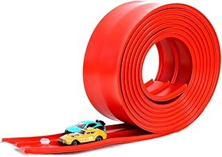Toy Car Flexible Race Track includes two diecast toy cars for racing (6 Metre) - attach to windows or doors, perfect for bumps, jumps, tunnels and loops - Suitable for family, kids, boys, girls.