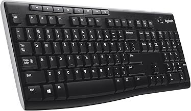 Logitech K270 Wireless Keyboard for Windows, 2.4 GHz Wireless, Full-Size, Number Pad, 8 Multimedia Keys, 2-Year Battery Life, Compatible with PC, Laptop, QWERTY UK English Layout - Black