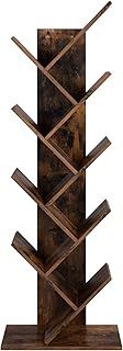 VASAGLE Tree Bookshelf, 9-Tier Floor Standing Bookcase, Space-Saving Corner Shelf, with Wooden Shelves for Bedroom, Living Room, Home Office, Rustic Brown LBC11BX