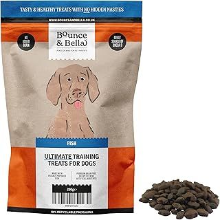 Bounce and Bella Natural Dog Treats - Fish, 3 Ingredients Only - Grain-Free, Hypoallergenic Training Treats for Dogs - Perfect for Small, Medium, or Large Breeds (200g)