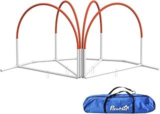 PawHut Dog Agility Equipment Set, Dog Agility Training Equipment for Dogs with Oxford Carry Bag, 4 PCS Weave Poles, Dog Obstacle Course, Pet Outdoor Games, Orange