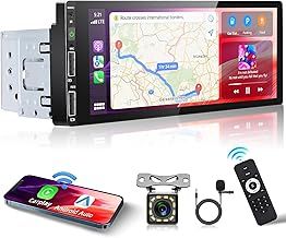 Podofo Single Din Car Stereo with Wireless Apple Carplay, 6.86 Inch Touchscreen Car Radio with Bluetooth 5.0 Android Auto Mirror Link FM/EQ USB/AUX/TF/SWC+Remote Control+Mic+AHD Backup Camera