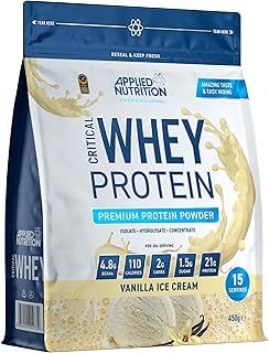Applied Nutrition Critical Whey Protein Powder 450g - High Protein Powder, Protein Milkshake, Muscle Building Supplement with BCAAs & Glutamine (450g - 15 Servings) (Vanilla)