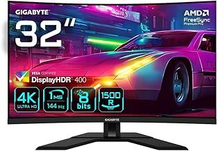 GIGABYTE M32UC EK 31.5" LED 4K Ultra HD Curved Gaming Monitor - 3840 x 2160(4K Ultra HD), 144Hz, 1ms, FreeSync Premium Pro, DisplayHDR 400, HDMI 2.1, DisplayPort 1.4