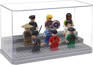 Minifigure Display Case, 3 Layer Display Case for Minifigure Action Figures Blocks, Acrylic Display Case for Figures Dustproof for Collection Bricks Blocks Toys ,Models Minifigures (Gray)