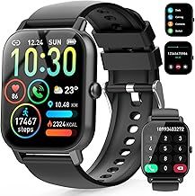 Smart Watch (Answer/Make Calls), Smart Watches for Men Women with 1.85 Touch Screen, Step Counter, IP68 Waterproof, 112 Sport Modes , Heart Rate/Sleep Monitor Fitness Watch for iOS Android, Black