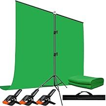 Green Screen Background with Stand 2x2M/6.5x6.5Ft,1.5 x2M GreenScreen Photography Backdrop Kit for Gaming,Photo Studio,Stream,Chroma Key