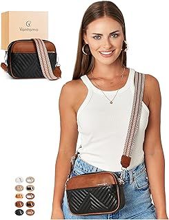 Vantamo Shoulder Bag for Women - Faux Leather Crossbody Bag with Anti Theft RFID Protection & Adjustable Strap