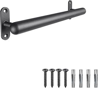 Dolibest Metal Handrail, 66cm Stair Rail Indoor Banister Railing Black Wall Mounted Staircase Balustrade 3.3cm Round Pipe Non-Slip Outdoor Safety Grab Handle Bar for Younger/Elder/Disabled