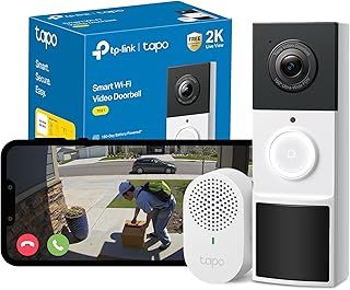 Tapo TD21 Battery Video Doorbell Wireless 2K 3MP Ultra-Clear Doorbell Camera, Ring Chime Included, Color Night, 160°DFOV Ultra-Wide, TP-Link Free AI Detection,IP65, 6-Month Battery,No Monthly Fee