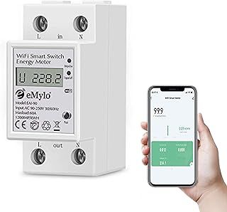 eMylo Smart Meter Energy Monitor, 1-Phase Electricity Usage Monitor, 60A 90-250V WiFi Power Monitors, 1% High Accuracy for Home Appliances/Solar/Net Metering, Smart Life APP Remote Monitoring
