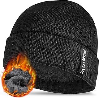 FORVEVO Beanie Hat for Men, Winter Thermal Beanie, Soft Fleece Lining Knitted Cuffed Wooly Hat for Men & Women