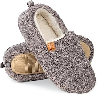 EverFoams Women's Fuzzy Full Slippers Soft Comfy Faux Shearling Memory Foam Indoor House Shoes