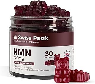 Swiss Peak NMN, NAD+ Vegan Gummies, 400mg per Gummy, 30 Count, Third-Party Lab-Tested, Maximum Strength, UK-Made | Anti-Aging, Cellular Repair, Energy Metabolism Booster