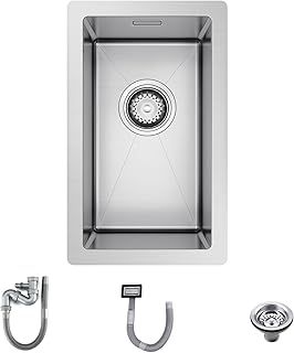 TORVA 26 x 43 x 21.5 cm Inset/Undermount Kitchen Sink, 1.0 Single Bowl Stainless Steel Rectangular Kitchen Sink, Durable and Delicate (Silver)
