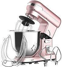 Stand Mixer, Food Mixer Dough Blender, 6.5L 1400W Electric Cake Mixer with Bowl, Beater, Dough Hook, Whisk, Mixers for Baking 6 Speed with Pulse Setting, Splash Guard (Gray)