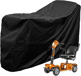 Heavy Duty Mobility Scooter Cover with Storage Bag, 190D Oxford Waterproof Anti-uv Wheelchair Storage Cover Anti Dust Motorbike Protect Cover for Most Mobility Scooter (170 * 61 * 117 cm)