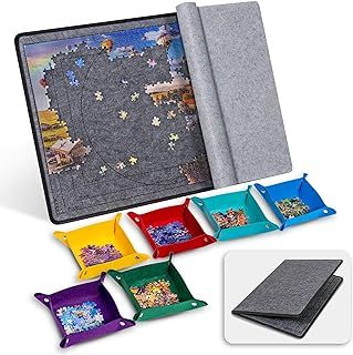 Becko US Foldable Design, Jigsaw Puzzle Board with Cover & 6 Sorting Trays, Portable & Lightweight Puzzle Table, for 1000 Piece Jigsaw Puzzles