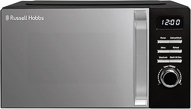 Russell Hobbs Digital Microwave 20L 800W in Black with 5 Power Levels, Pull Handle Door & Button Control, Clock & Timer, Automatic Defrost, Easy Clean, 8 Auto Cook Menus RHMD818B