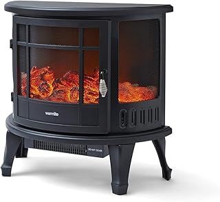 Warmlite WL46017 Bath Log Effect Fire with Adjustable Temperature and Flame Controls, 1800W, Black