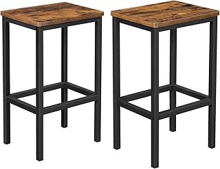 VASAGLE Bar Stools Set of 2, Breakfast Stool Chairs, for Kitchen, Dining Room, Living Room, Industrial Style, Rustic Brown and Black LBC65X, 40 x 30 x 65 cm