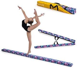 7ft Folding Gymnastics Balance Beam | Printed Faux Suede | Kids Fitness Training | Home Gym Exercise | Free Storage Case | Carry Handles | Stainless Steel Feet | Soft-Close Hinges | Made in the UK