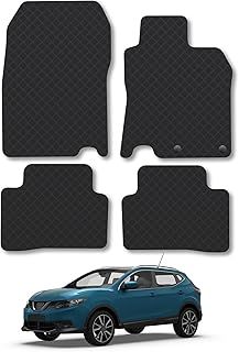 Rubber Car Mats Compatible with Nissan Qashqai (2014-2020) Tailored Fit Car Floor Mats Set Accessory Custom Fit Anti-Slip Backing Heavy-Duty Waterproof Easy-Clean Durable All Weather Full Coverage